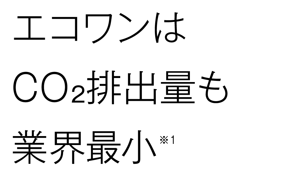 エコワンはCO₂排出量も業界最小